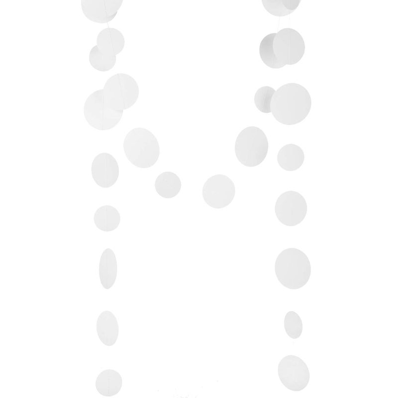Weven White Paper Garland Circle Dot Party Banner Wall Streamers Backdrop Ceiling Hanging Decorations, 20 Feet in Total - Image 3